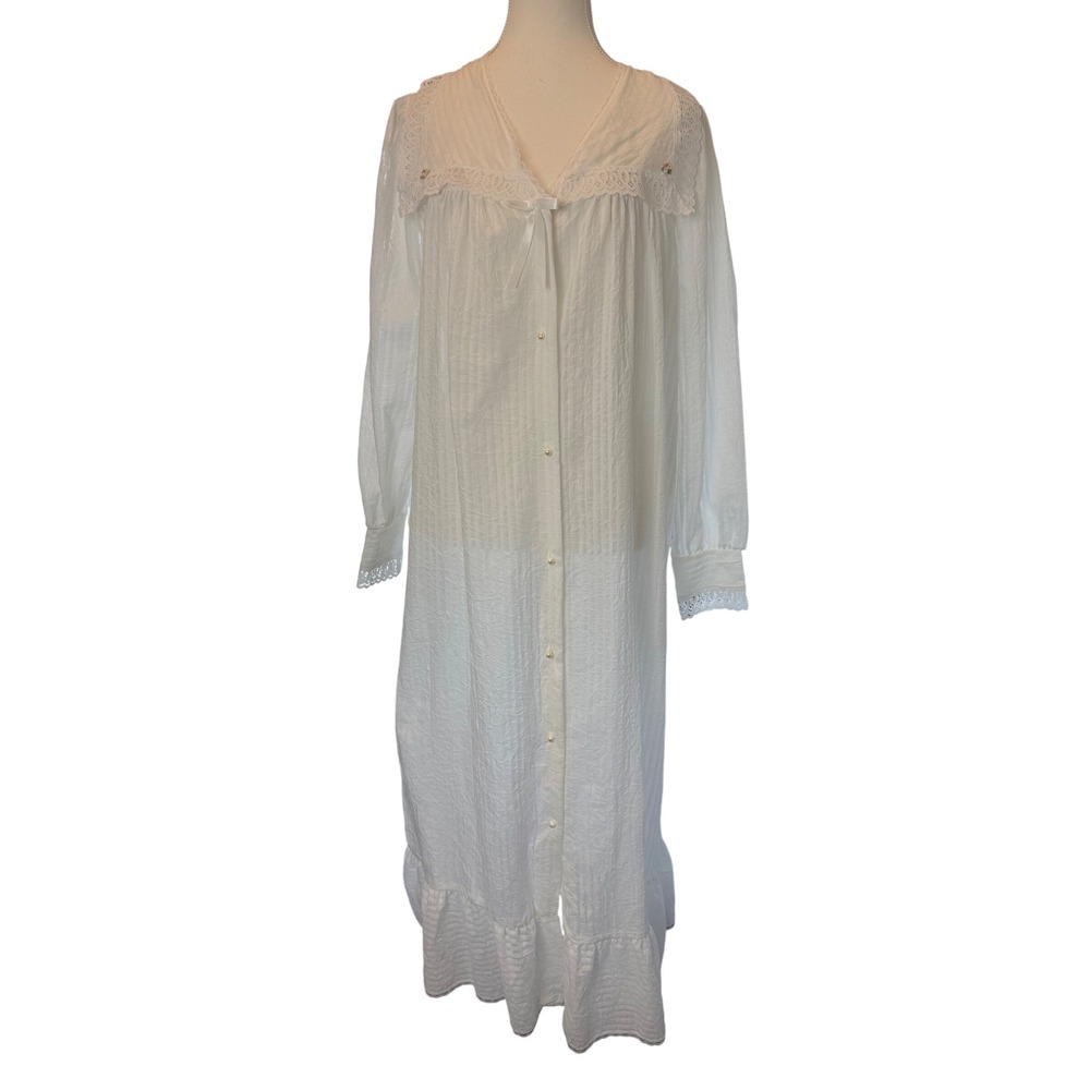 VTG Willow Creek NEW White Lace House Coat Embroidered Cottage Prairie Victorian